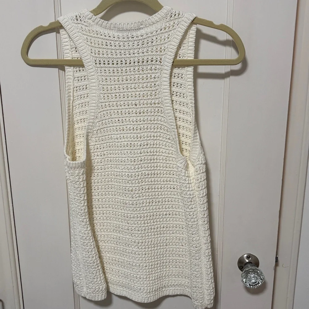 NWT Madewell Crochet Sweater Tank Ivory L - Picture 4 of 4